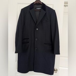 Karl Lagerfeld Paris Black Wool Blend Overcoat